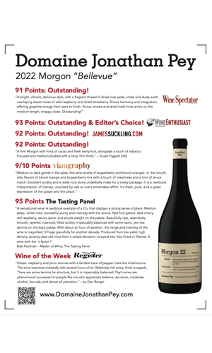 2022 Domaine Jonathan Pey - Morgon 22 Cru “Bellevue” - Acclaim Sheet thumbnail